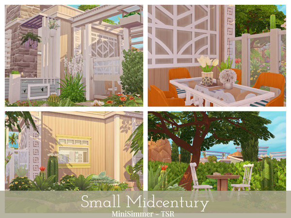 Sims 4 Small Midcentury home by Mini Simmer at TSR