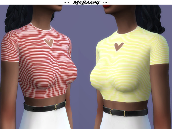 Sims 4 Heart Cut Out Top by MsBeary at TSR