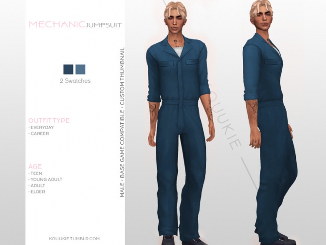 Sims 4 Male Jumpsuit CC