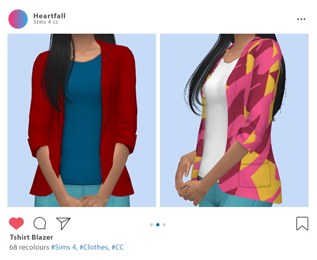 Sims 4 T shirt blazer recolours at Heartfall