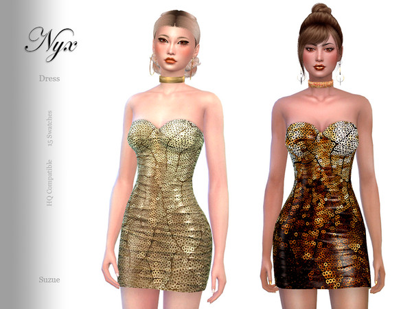 Sims 4 Nyx Dress by Suzue at TSR