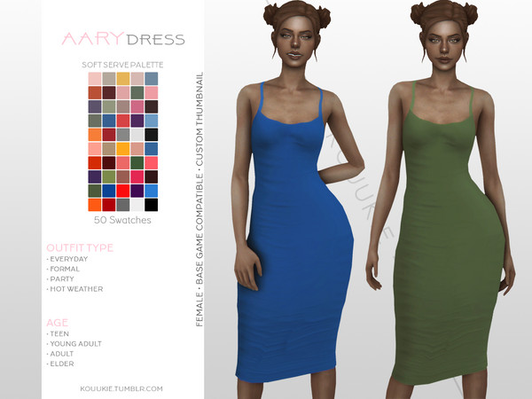 Sims 4 Aary Dress by Kouukie at TSR