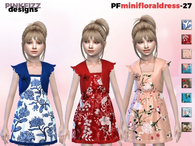 Sims 4 Mini Floral Dress by Pinkfizzzzz at TSR