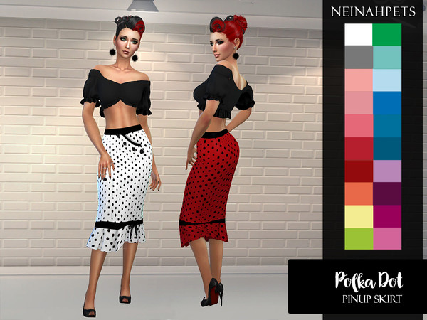 Sims 4 Polka Dot Pinup Skirt by neinahpets at TSR