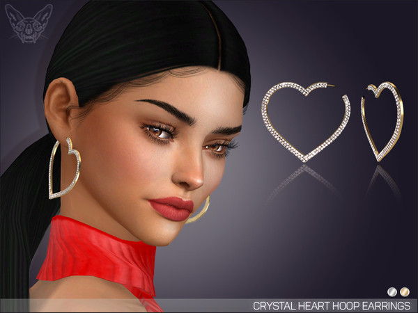 Sims 4 Big Crystal Heart Hoops by feyona at TSR
