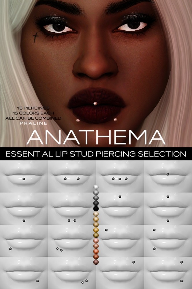 Sims 4 ANATHEMA Lip Stud Piercing Selection at Praline Sims
