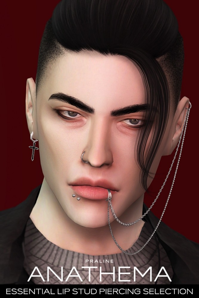 Sims 4 ANATHEMA Lip Stud Piercing Selection at Praline Sims