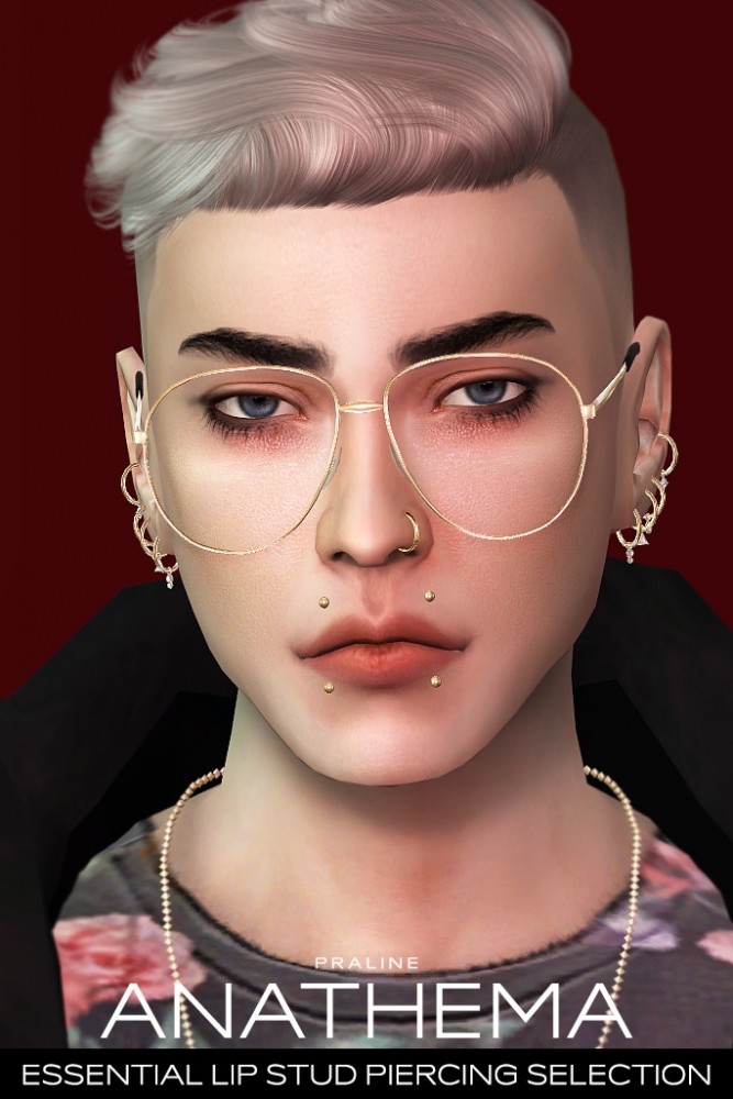 Sims 4 ANATHEMA Lip Stud Piercing Selection at Praline Sims