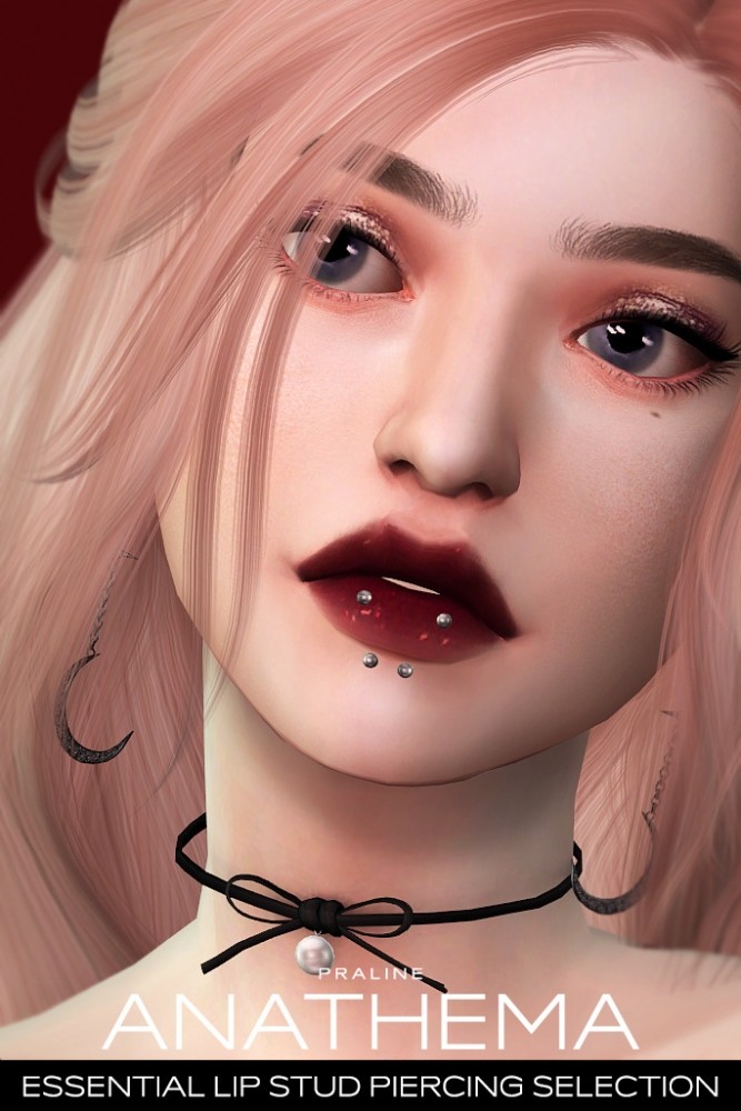 Sims 4 ANATHEMA Lip Stud Piercing Selection at Praline Sims