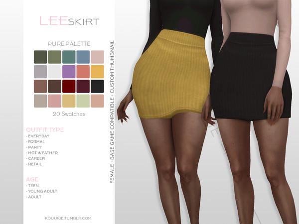 Sims 4 Lee Skirt by Kouukie at TSR