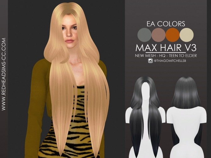 Sims 4 MAX HAIR by Thiago Mitchell at REDHEADSIMS