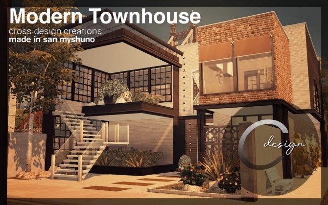 Sims 4 Modern Townhouse by Praline at Cross Design