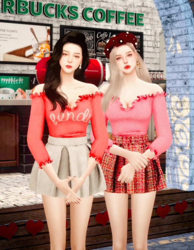 Sims 4 Valentine’s Day two piece outfit at RIMINGs
