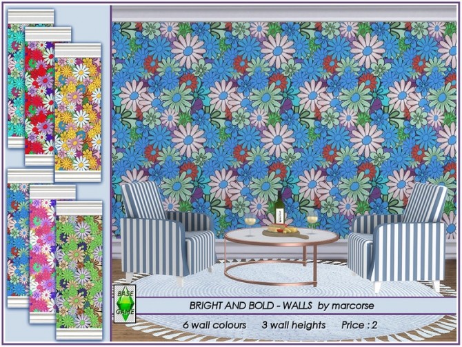 Sims 4 Bold and Bright Walls by marcorse at TSR