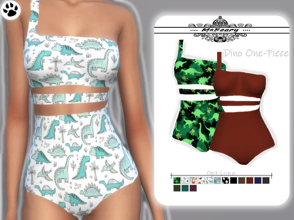 Sims 4 Dinosaur Print One Piece swimsuit by MsBeary at TSR