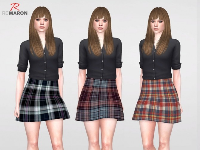 Sims 4 Grid Skirt for Women by remaron at TSR