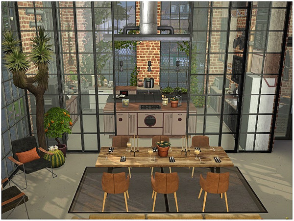 Sims 4 Modern Industrial house by lotsbymanal at TSR