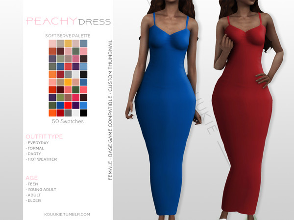 Sims 4 Peachy Dress by Kouukie at TSR