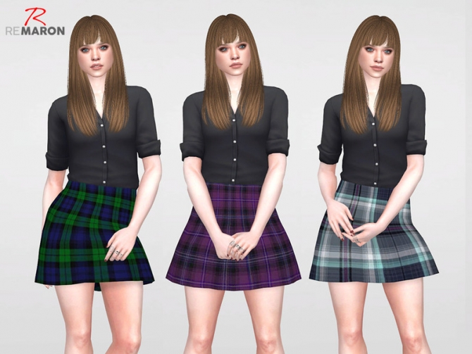 Grid Skirt for Women by remaron at TSR » Sims 4 Updates
