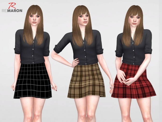 Sims 4 Grid Skirt for Women by remaron at TSR