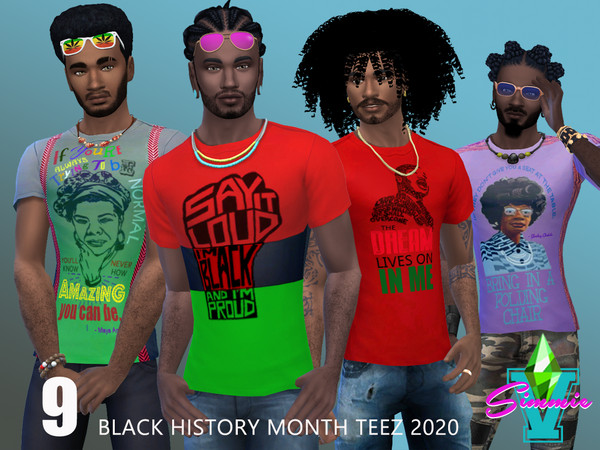 Sims 4 Black History Teez 2020 by SimmieV at TSR