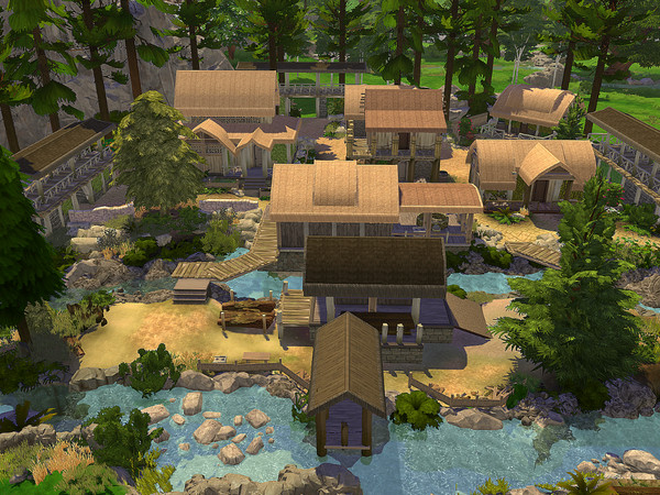 Sims 4 Skyrim Riverwood cosy medieval village No CC by Sarina Sims at TSR