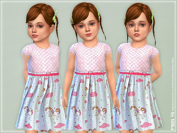 Sims 4 Pink Unicorn Dress by lillka at TSR