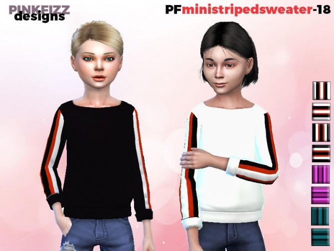 Sims 4 Mini Striped sweater PF18 by Pinkfizzzzz at TSR