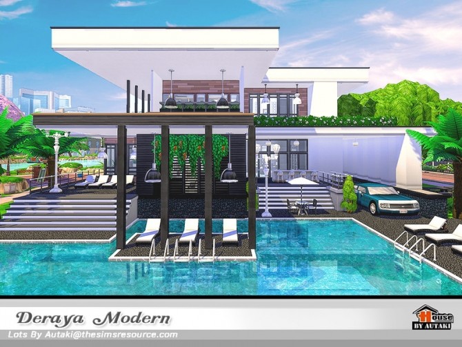 Sims 4 Deraya Modern house NoCC by autaki at TSR
