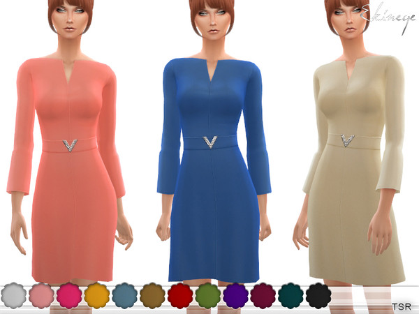 Sims 4 Embellished Belted Mini Dress by ekinege at TSR