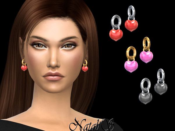 Sims 4 Enamel heart earrings by NataliS at TSR