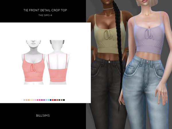 Sims 4 Tie Front Detail Crop Top by Bill Sims at TSR