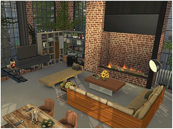 Sims 4 Modern Industrial house by lotsbymanal at TSR