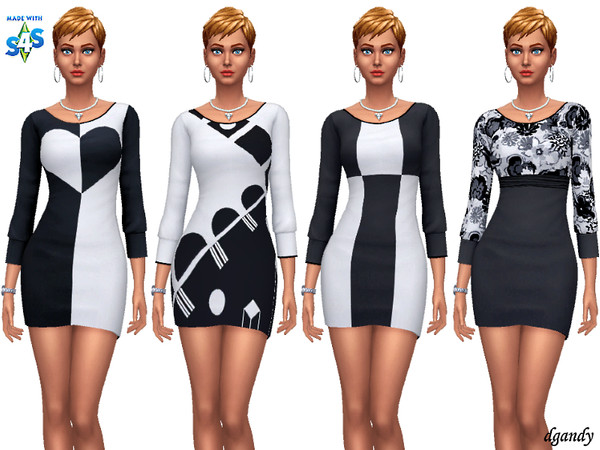 Sims 4 Black and White Dresses 20200218 by dgandy at TSR