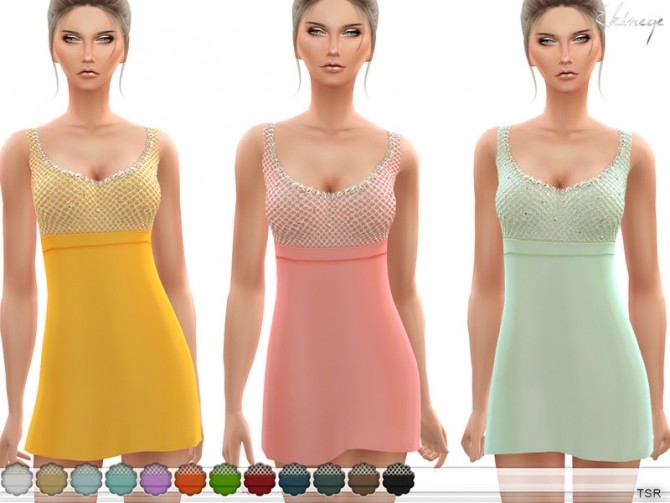Sims 4 Floral Lace Applique Mini Dress by ekinege at TSR