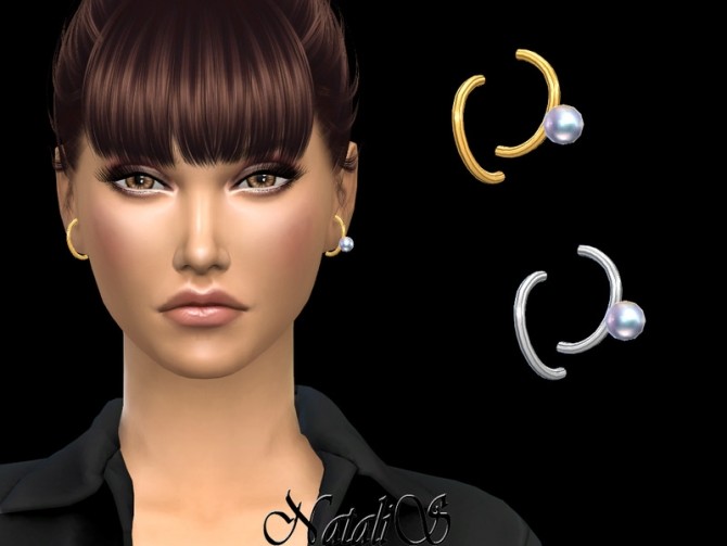 Sims 4 Cuff earrings with pearl by NataliS at TSR