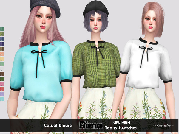 Sims 4 RIMA Casual Blouse by Helsoseira at TSR
