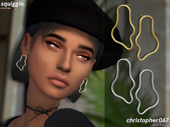 Sims 4 Squiggle Earrings by Christopher067 at TSR