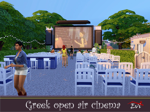 Sims 4 Greek open air Cinema by evi at TSR