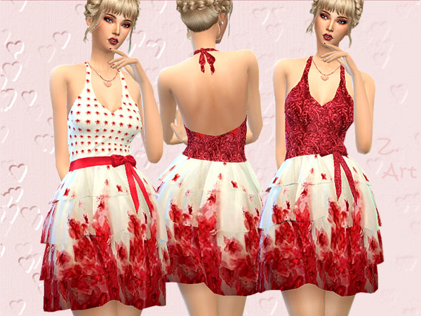 Sims 4 ValentineZ 20 03 romantic dress with ruffles by Zuckerschnute20 at TSR