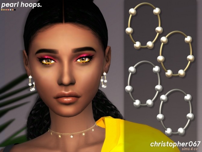 Sims 4 Pearl Hoop Earrings by Christopher067 at TSR