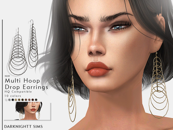 Sims 4 Multi Hoop Drop Earrings by DarkNighTt at TSR