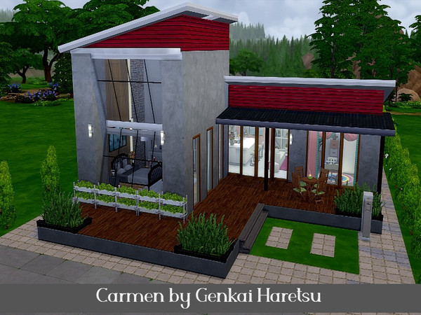 Sims 4 Carmen modern family house by GenkaiHaretsu at TSR