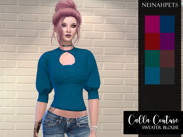 Sims 4 Calla Couture Sweater Blouse by neinahpets at TSR