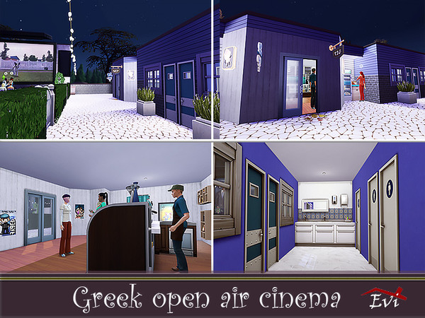 Sims 4 Greek open air Cinema by evi at TSR