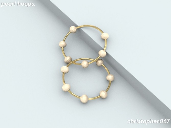 Sims 4 Pearl Hoop Earrings by Christopher067 at TSR