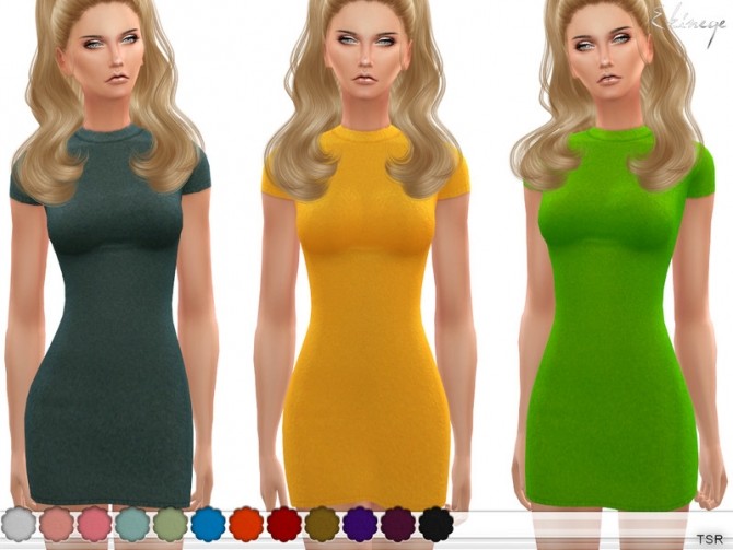 Sims 4 Short Sleeve Sweater Dress by ekinege at TSR