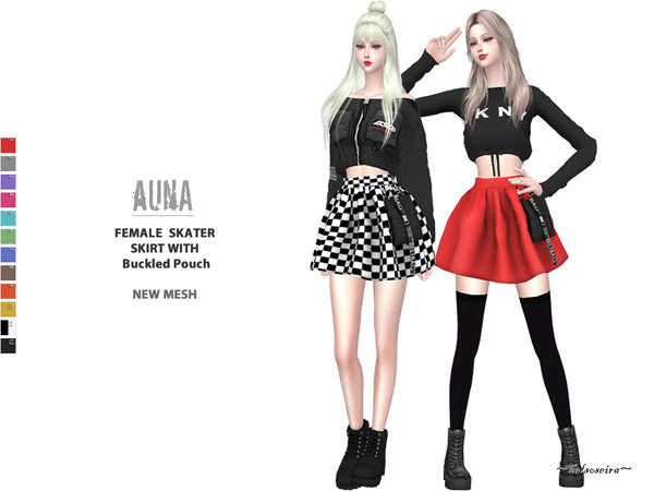 Sims 4 AUNA Mini Skirt with Pouch by Helsoseira at TSR