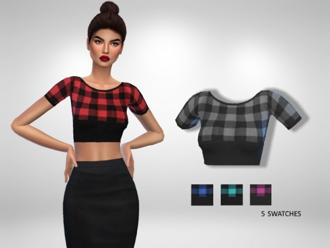 Sims 4 Plaid Top by Puresim at TSR