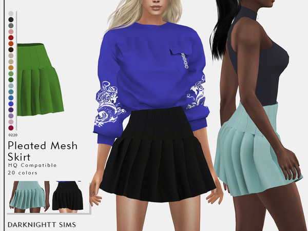 Sims 4 Pleated Mesh Skirt by DarkNighTt at TSR